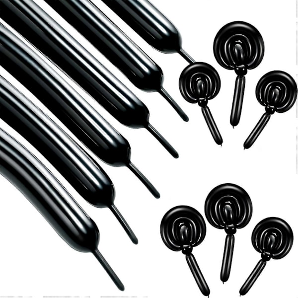 50 Stykker 260 Lange Twist Balloner DIY Lange Balloner Modellering Balloner Multi-farve til Julefødselsdagsfest Dekoration (Sort) - - (C)