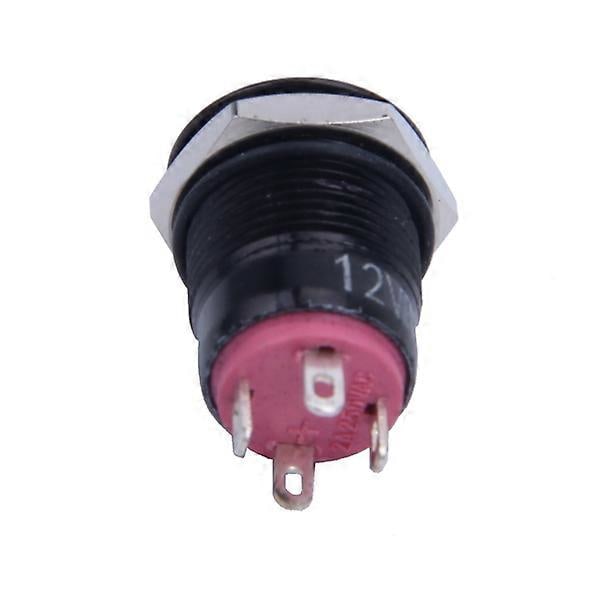 12V 2A 9,5mm LED Metallkåpa Ström Momentan Tryckknapp Bil DIY Modifierad (C)