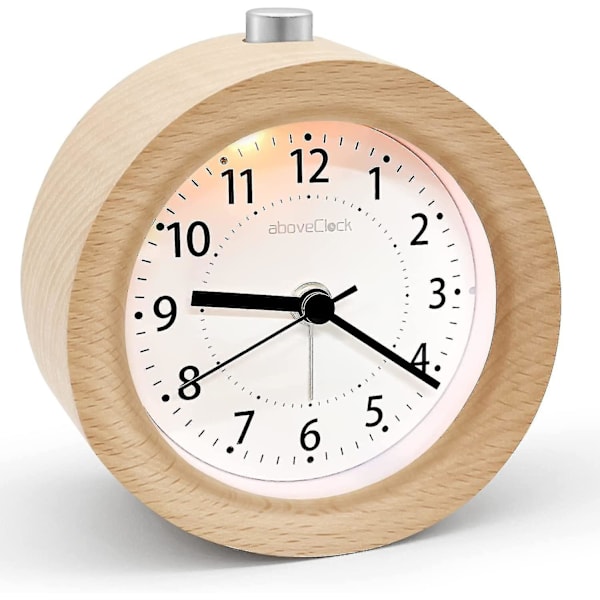 Alarm Clock Analogue Without Ticking, Alarm Clock Wood With Snooze, Retro Alarm Clock Table Clock With Night Light, Alarm Clock Without Radiation Batt