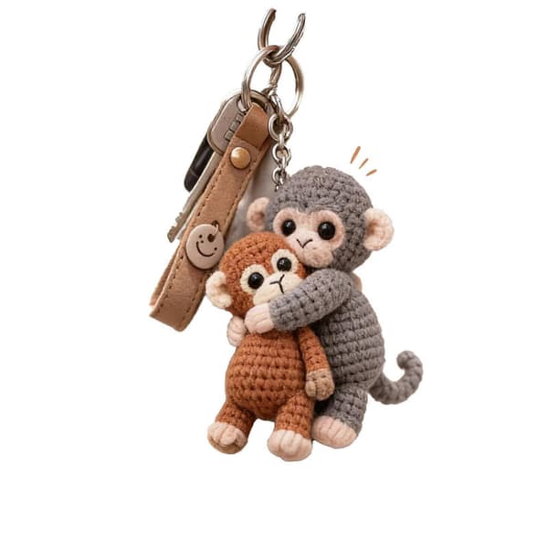 Punch Monkey Nøglering til Rygsæk Pung Nøgler 2pcs