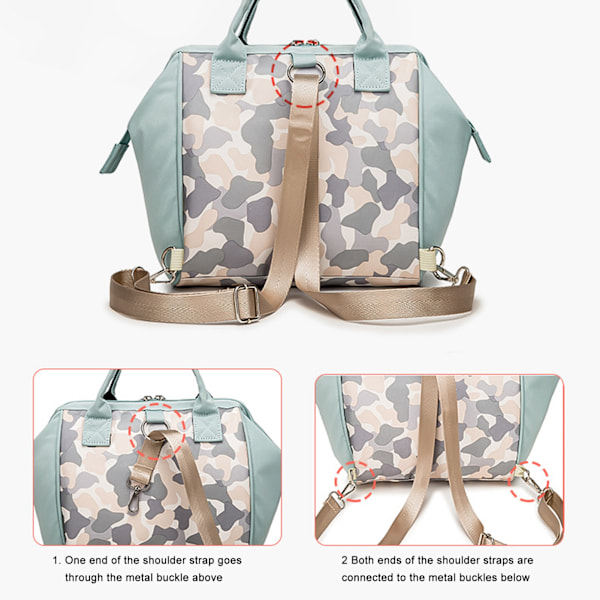 (Kamuflasje blå) mammaveske, håndholdt, enkeltskuldret, crossbody ryggsekk, mor og babyveske[C]