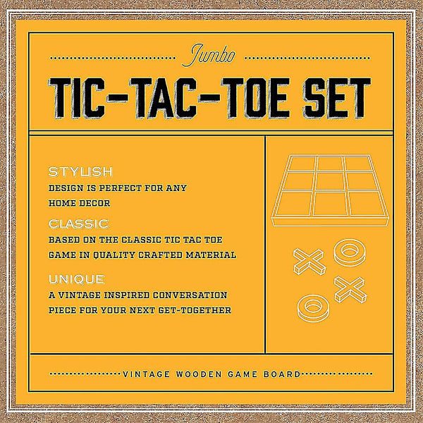 Tic-Tac-Toe Spelbräde i Massivt Trä - 10 Delar Premium Giant Gold 14 tum - Utomhus/Inomhus Festset Leksak För Barn/Vuxna - Bakgård Underhållning