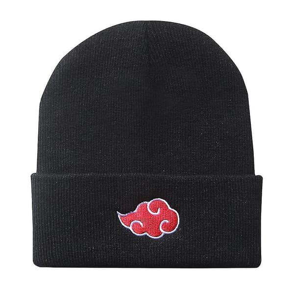 Mjuk stickad vintermössa Anime Naruto Akatsuki Röd molnbroderi Mössa