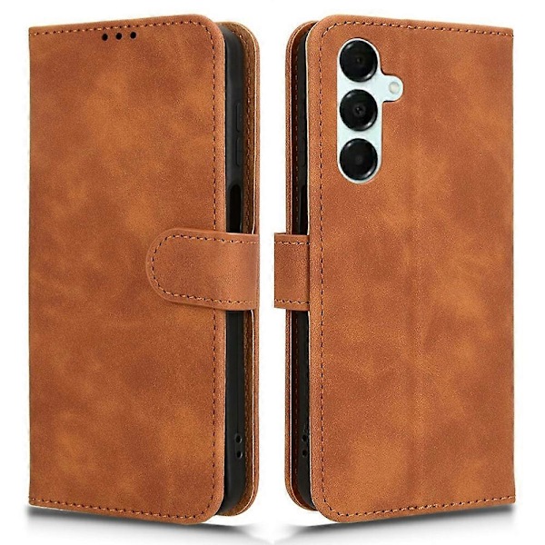 Läderfodral för Samsung Galaxy A16 5G med hudkänsla, anti-drop, plånboksfunktion - Grön Multicolor Brown
