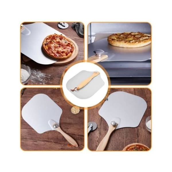 Et kvalitetsprodukt: Perforert pizzaspade i rustfritt stål - Stor størrelse: Perforert pizzaspade med serveringstang[YJD]