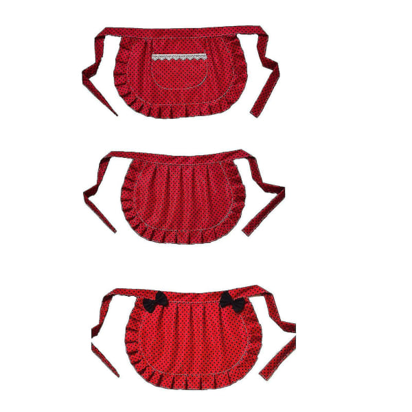 Retro Förkläden Midje Förkläde Midje Förkläde För Flickor  Smal Kostym  Vit Bomull  Halv Förkläde  Fest Hot[C] Red