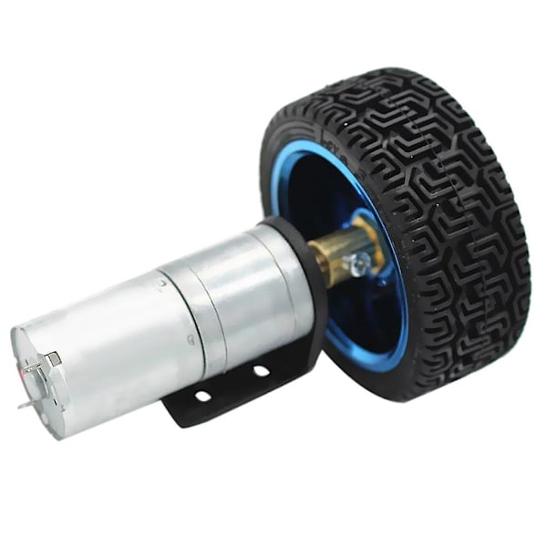 Silver 25GA370 DC Växellåda Reducer Elektrisk Motor med Hjul 6V 130RPM (C)
