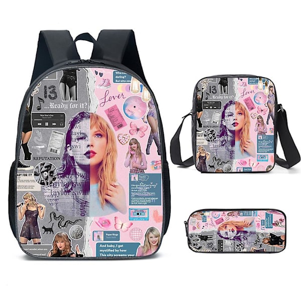 3-delt Singer Taylor Swift Ryggsekk Skoleveske Lunsjpose Blyantveske Gaver
