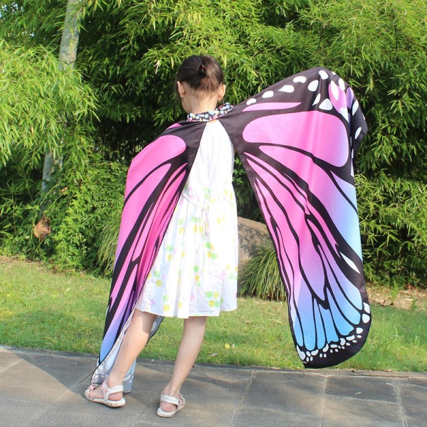 Fjärilsvingar för flickor Butterfly Halloween kostym för flickor Butterfly Fairy Wings Sjal med mask Blue Assorted