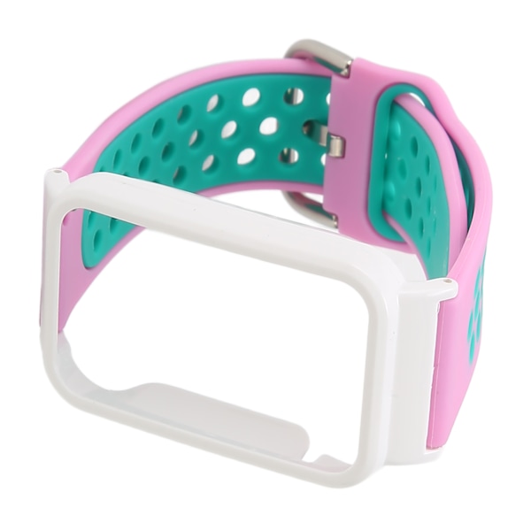 Andningsbart Silikonarmband med Skyddande Bumperfodral för Mi Band 7 Pro Rosa Grön och Vit [C]
