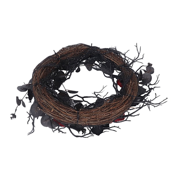 Halloweenkrans Döda Svarta ABS Konstgjorda Grenar Design med Röd Blomma Dörrkrans Girlang för Dekoration[C]