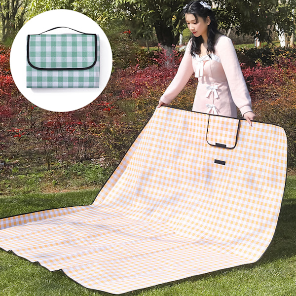 Bærbar picnic tæppe Ekstra Stor Udendørs Sandtæt Vandafvisende grøn firkantet green square 180*200cm
