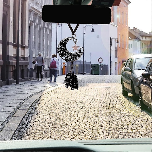 Svarta Biltillbehör Obsidian Kristall Bil Backspegel Hängande Tillbehör (C)
