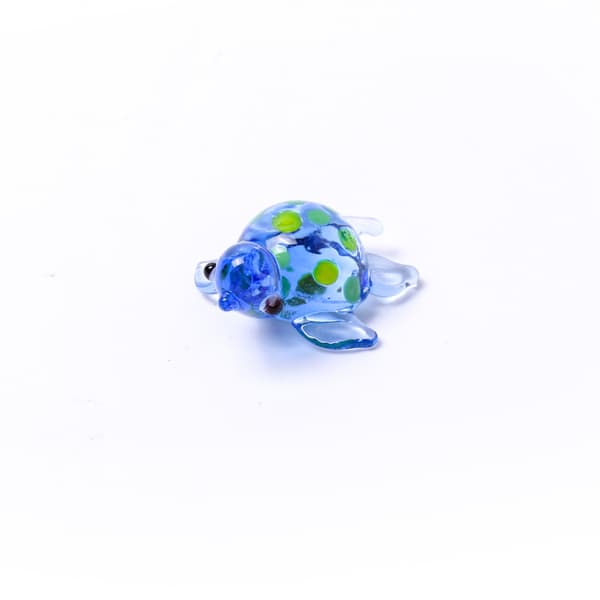 Mini Havskilpadder Håndblåste Kunstglassfigurer, Sett med 4