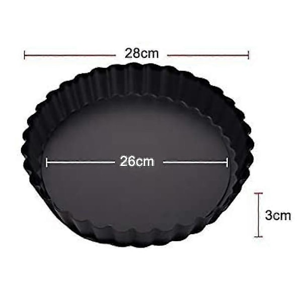 28 cm Lösbottnad Pajform Rund Quicheform, Svart (C)