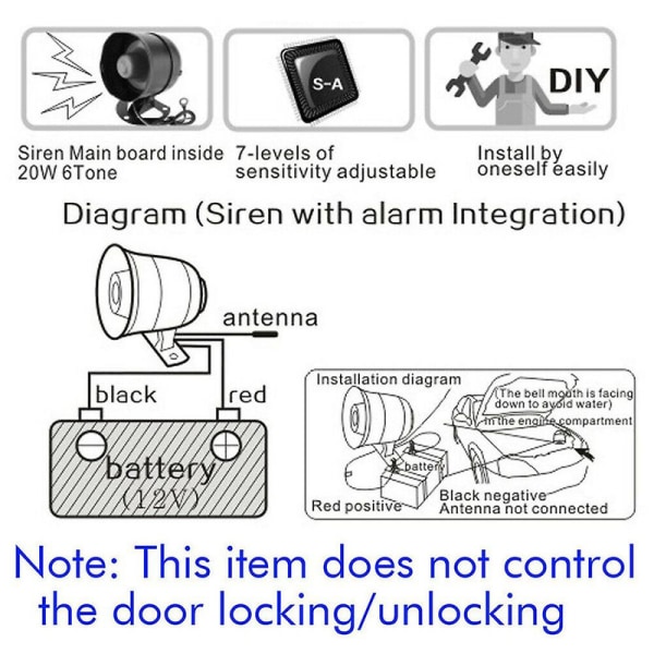 Universal billarm larm envägs automatiskt vibrationssystem Bilfjärrkontroll Stöldskyddsenhet C Black  Silver
