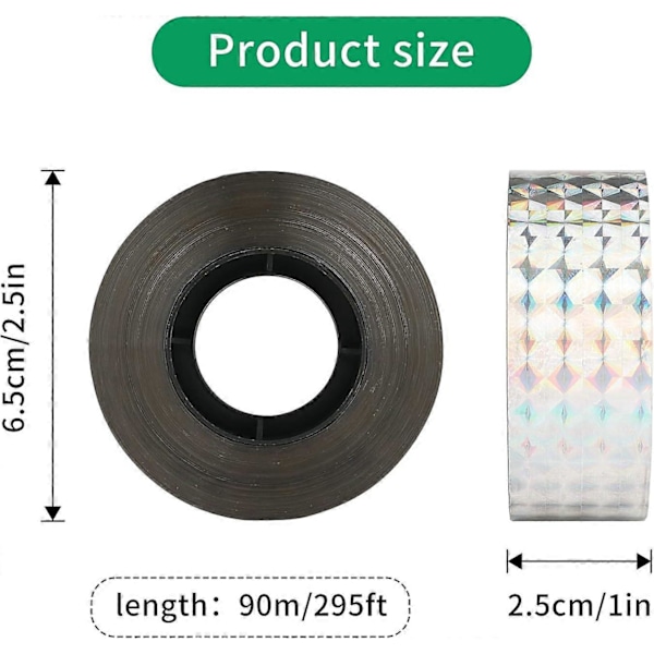 80M 2.4Cm Ympäristöystävällinen Holografinen Heijastava Lintujen Karkotusteippi I6(FCC)