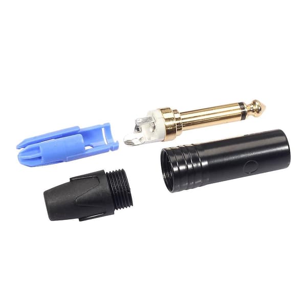 DIY 2 x 6,35 mm Stereo Jackstik til Audioanvendelser - Sort