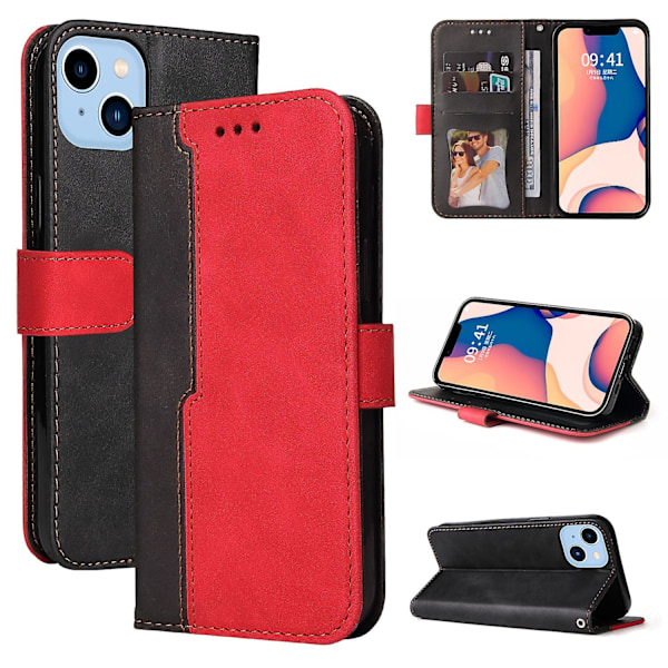 Läderfodral för iPhone 14 Plus Red