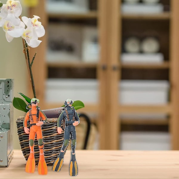2 st Mini Dykfiguriner Djuphavsdykare Miniubåtfigurer Akvarium Realistiska Dykarefigurer Dykare Med Slang Scuba Steve Leksak Dockhus