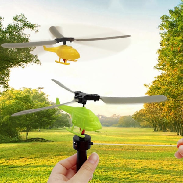 8-pack Dragsnöre Helikopter Leksak Inomhus Utomhus Trädgård Gräsmatta Färgglad Mini Helikopter Flygplan Leksak Småbarn Pojkar Flickor Present 8pcs