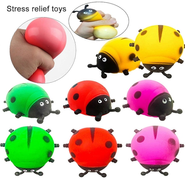 2 st Stressboll Leksak Fritids Dekorativ TPR Nyckelpiga Ventil Mjölboll Depression Leksak Födelsedag