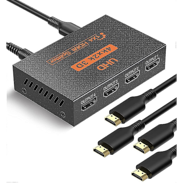 HDMI-splitter 1 inn 4 ut 4-veis HDMI-distribusjon Støtter 3D 4K 1080P HDMI-splitter 1X4 HDMI-splitter