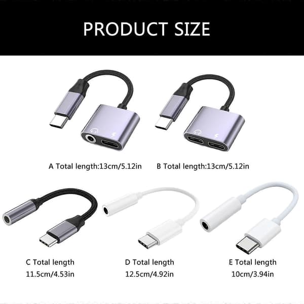 USB-C lydadapter med 60W hurtiglading for hodetelefoner og omformer[C]