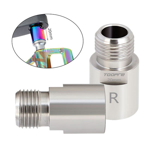 1 Par Vänster Höger Cykelpedalförlängare Pedalavstånd Adapter Silver 20mm