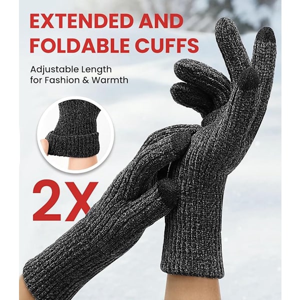Termohandskar för män med grepp och fleecefoder för vinterbruk utomhus, storlek XL, 1-pack[C]