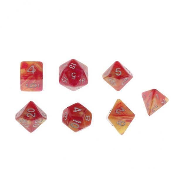 3x7st Polyedriska Tärningar D4 D6 D8 D10 D12 D20 för DnD RPG Spel Röd Gul (C)