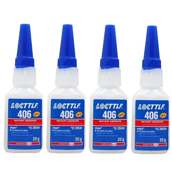 4-pack New Loctite 406 20 Gm Instant Glue Super Glue for Plastic & Rubber Henkel