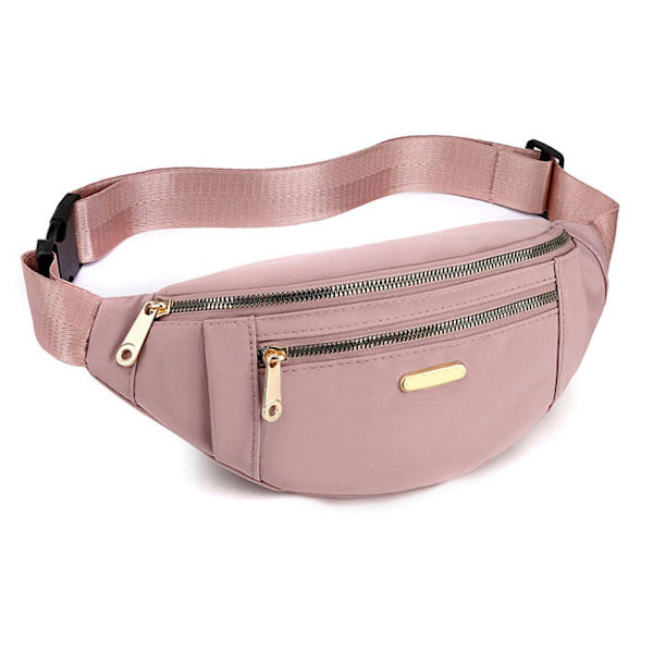 Dame Fanny Pack Lynlås Multi Layer Justerbar Bælte Kvinder Talje Taske til Rejse Arbejde Pink Fri Størrelse[C]