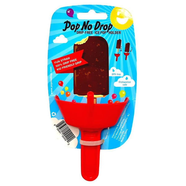Pop No Drop Droppfri Popsicle-hållare - Smutsfri Hållare för Frysta Godis med Sugrör[C] Red