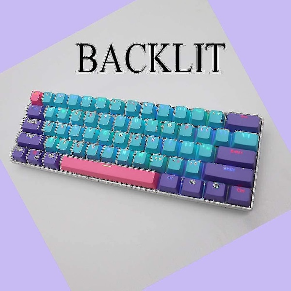 61 PBT Keycaps 60 Procent, Ducky One 2 Mini Keycaps OEM Profil (Farve: Blå)