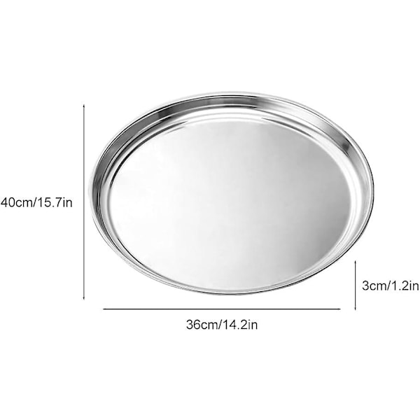 Pizzaform i rustfritt stål, 2 stk Runde pizzabrett Pizza bakeplate Pizza bakeform, 15 tommer (sølv)