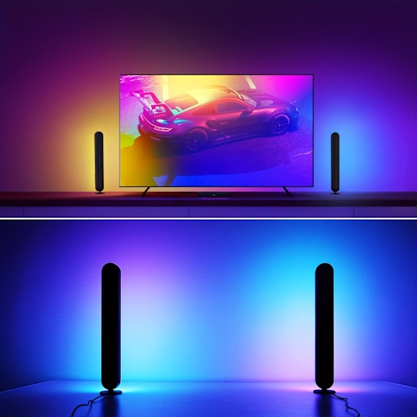 2-pack LED-remsor - Avancerad RGB Smart-belysning med musiksynkronisering - 24-knappars fjärrkontroll - Atmosfärisk bakgrundsbelysning för TV och mångsidig skrivbordslampa