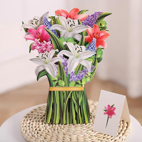 3D Mors Dag Grattiskort Papper Snidade Blommor Semestergåva