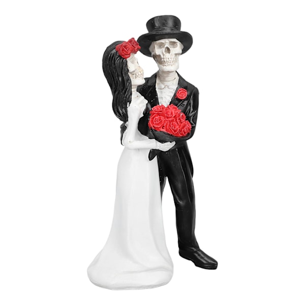 Skjelett Bryllupspar Statue Dødsdag Dansende Skjelettpar Halloween Romantisk Bryllup Brud Brudgom Figur Resin[C]
