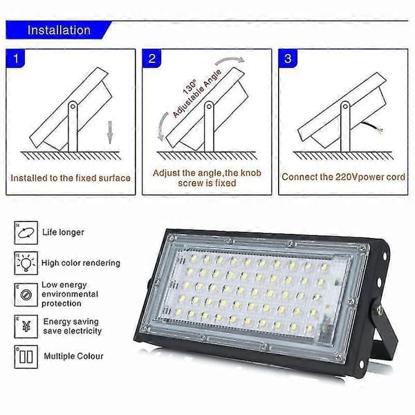 Utendørs 50W IP65 Vanntett LED Flomlys