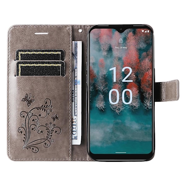 Læder Telefonetui Til Nokia C12 4G/C12 Plus/C12 Pro, Stativ Tegnebog Trykt Cover Grey Style D Nokia C12 4G