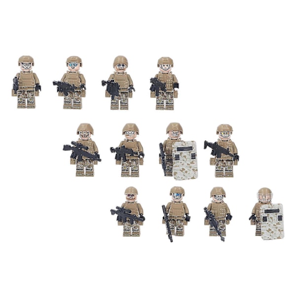 12 st Minifigur Soldater Block med Olika Kläder, Rustning, Män, Actionfigurer för Barn M8019 Höjd 4,5 cm / 1,8 tum