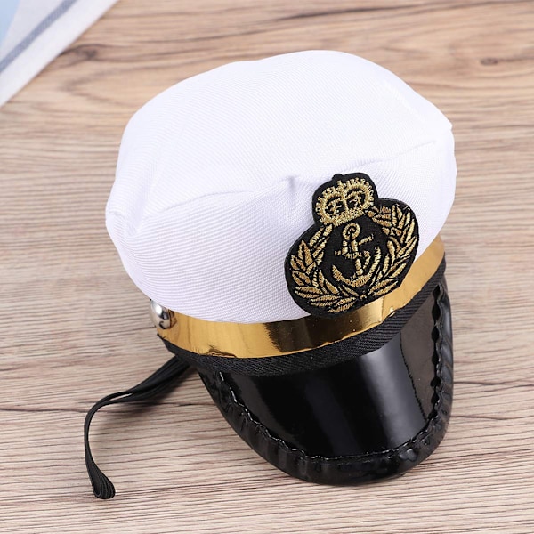 Halloween Kapten Sailorhatt Vit Kaptenhatt Hund Katt Valp Sailor för Halloweenfest Cosplay Kostym[C]
