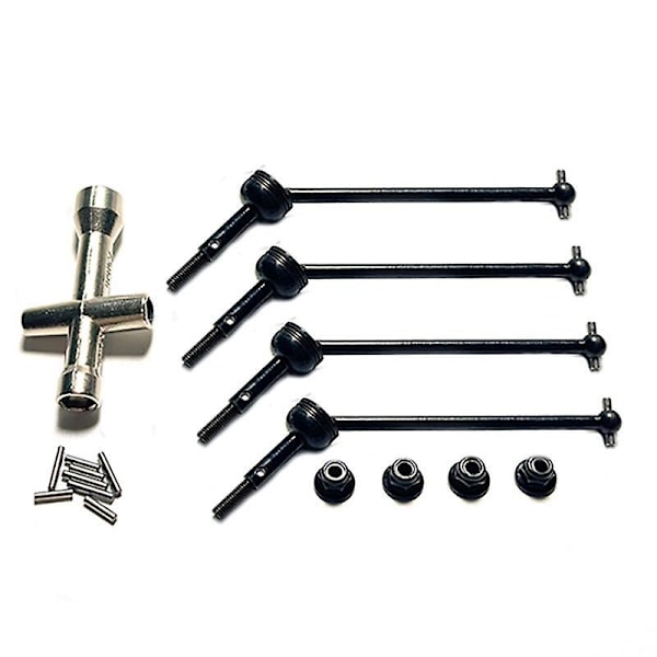 4 kpl Metalliset Vetoakselit ja Pyöränmutterit Wltoys 144001 144010 124007 124016 124019 124018 RC-autolle