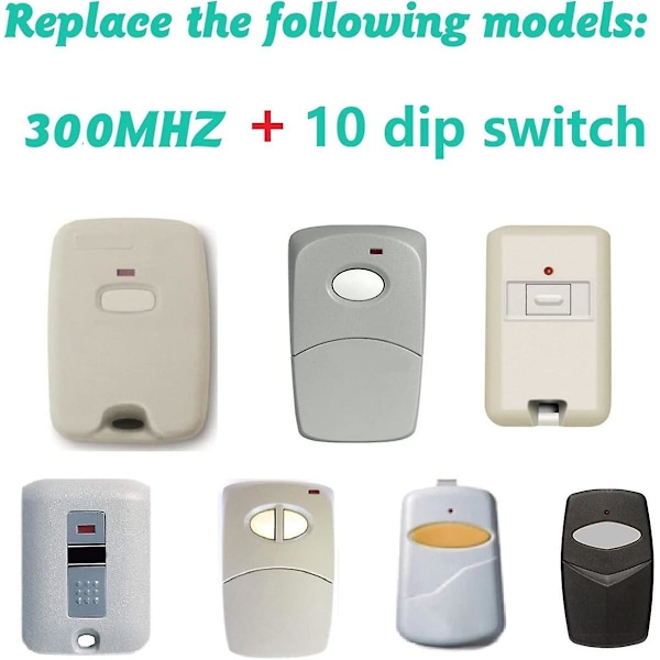 3 st för Linear Multicode 3089 Garagedörröppnare Fjärrkontroll, 308911, MCS308911, 10 Dip-omkopplare 300mhz