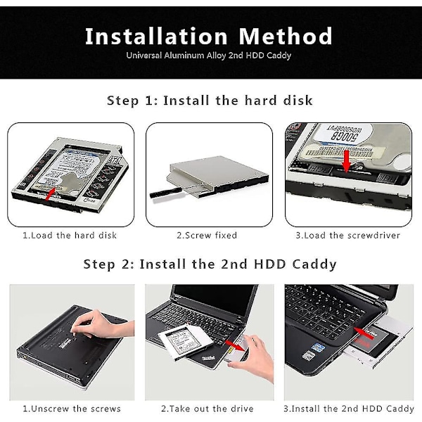 9,5 mm 2,5' SATA till SATA 2:a HDD SSD-enhetsadapterbricka Kit Kapsling Optisk Drivbåge för Laptop CD DVD-ROM Drivbåge