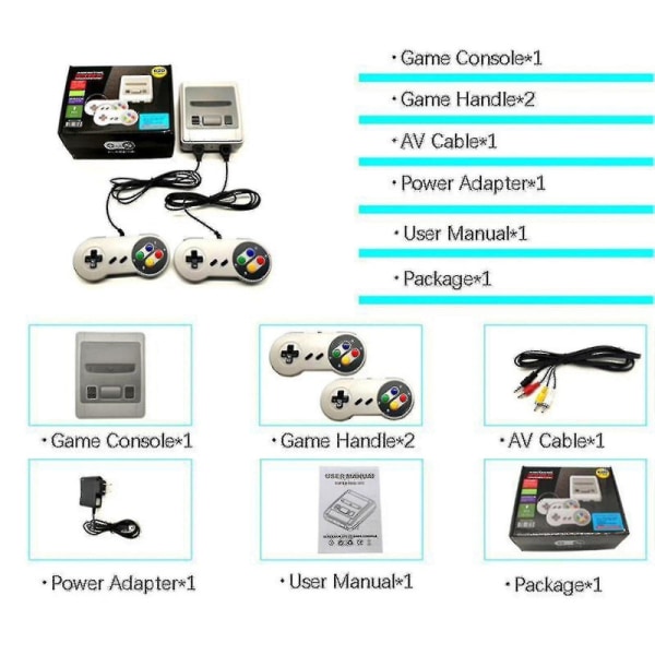 Retro mini-tv-spelkonsol Inbyggd 620 klassiska spel Snes-spelkonsol AU