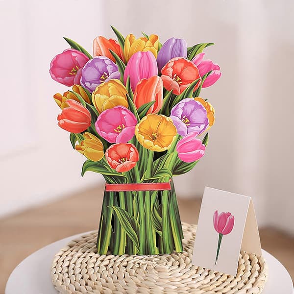 3D Mors Dag Grattiskort Papper Snidade Blommor Semestergåva