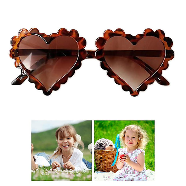 2x Barn Pojkar Flickor Plast Solglasögon Hjärtformade Glasögon UV400 Brun (C)
