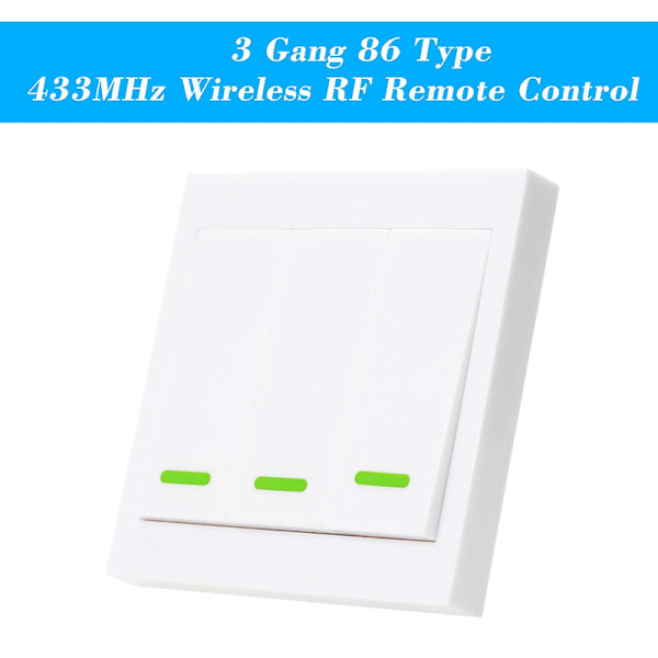 eWeLink Trykknapsvægkontakt Fjernbetjening 3 Gang 86 Type Tænd/Sluk Kontaktpanel 433MHz Wi White 3CH